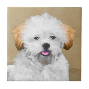 Lhasa Apso Puppy Painting - Niedliche Original Dog Fliese