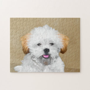 Lhasa Apso Puppy Painting - Niedliche Original Dog Puzzle