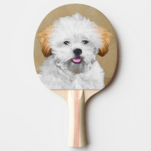 Lhasa Apso Puppy Painting - Niedliche Original Dog Tischtennis Schläger
