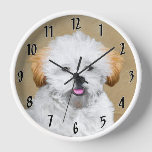 Lhasa Apso Puppy Painting - Niedliche Original Dog Uhr