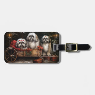 Lhasa Apso Schneeschlitten Weihnachtsdekoration Gepäckanhänger