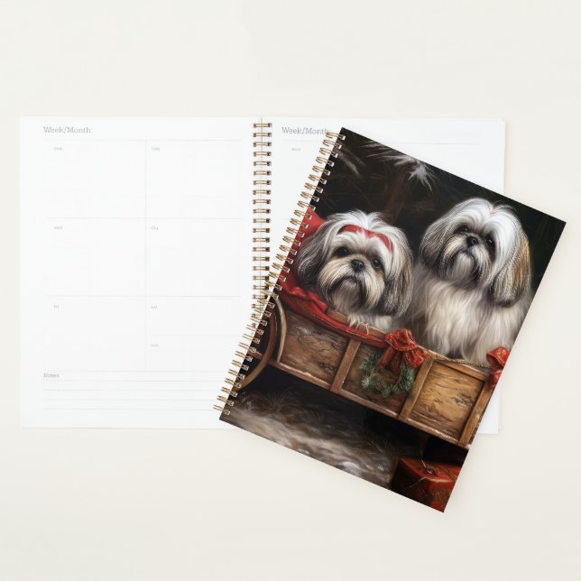 Lhasa Apso Snowy Sleigh Weihnachtsdekor Planer (Anzeige)