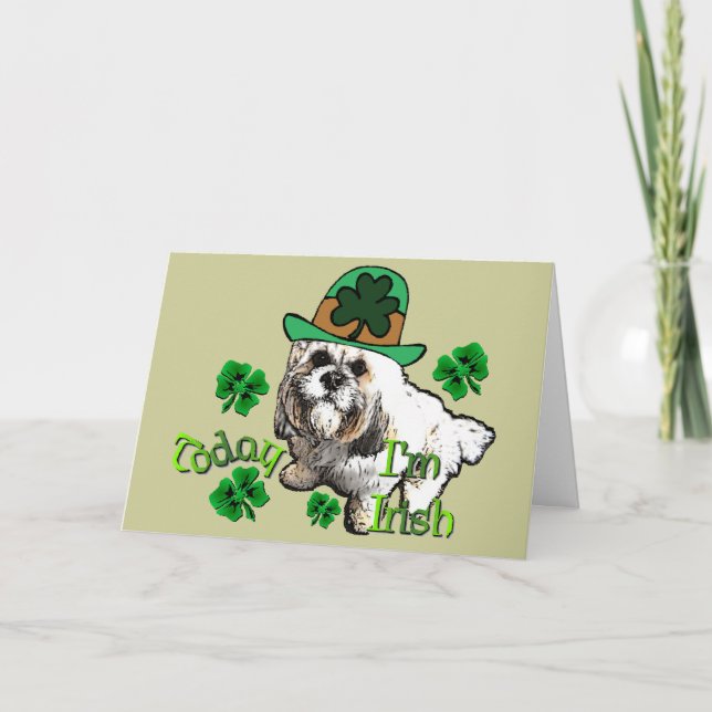Lhasa Apso St. Patrick's Day Karte (Vorderseite)