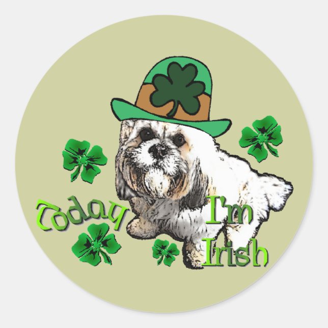 Lhasa Apso St. Patrick's Day Runder Aufkleber (Vorderseite)