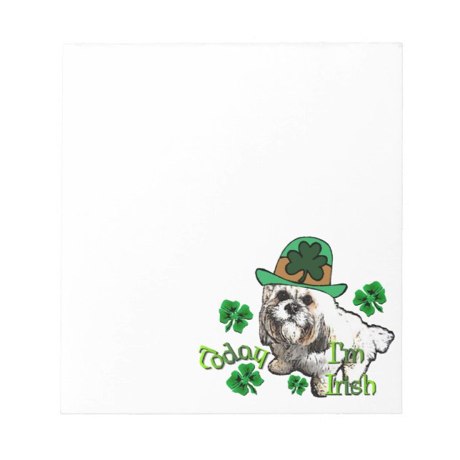 Lhasa Apso St Patricks Notizblock (Vorderseite)