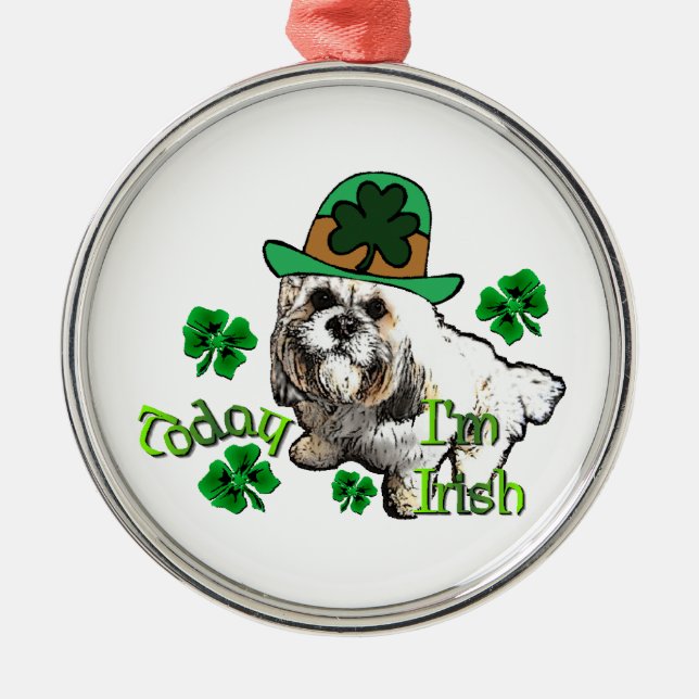 Lhasa Apso St Patricks Ornament Aus Metall (Vorne)
