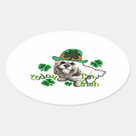 Lhasa Apso St Patricks Ovaler Aufkleber