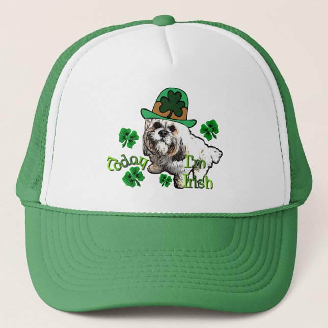 Lhasa Apso St Patricks Truckerkappe (Vorderseite)