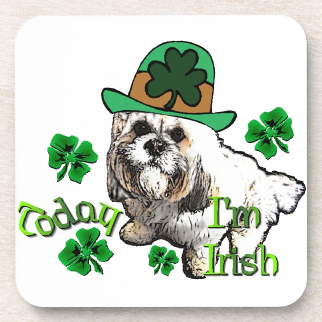 Lhasa Apso St Patricks Untersetzer (Vorderseite)