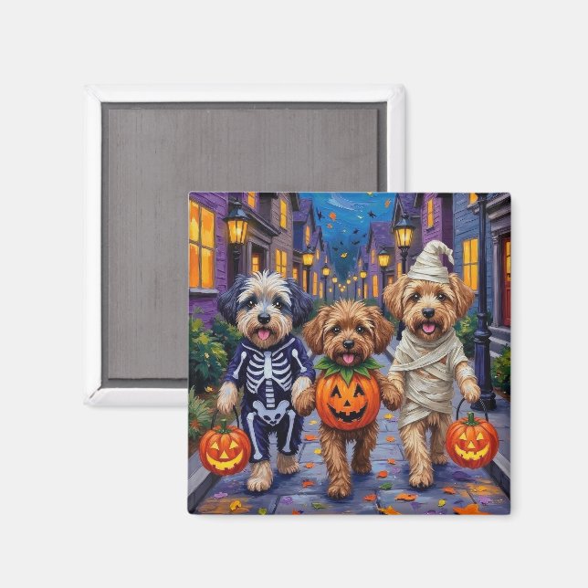 Lhasa Apso Trick-or-Treating in Halloween-Kostümen Magnet (Vorderseite/Rückseite)