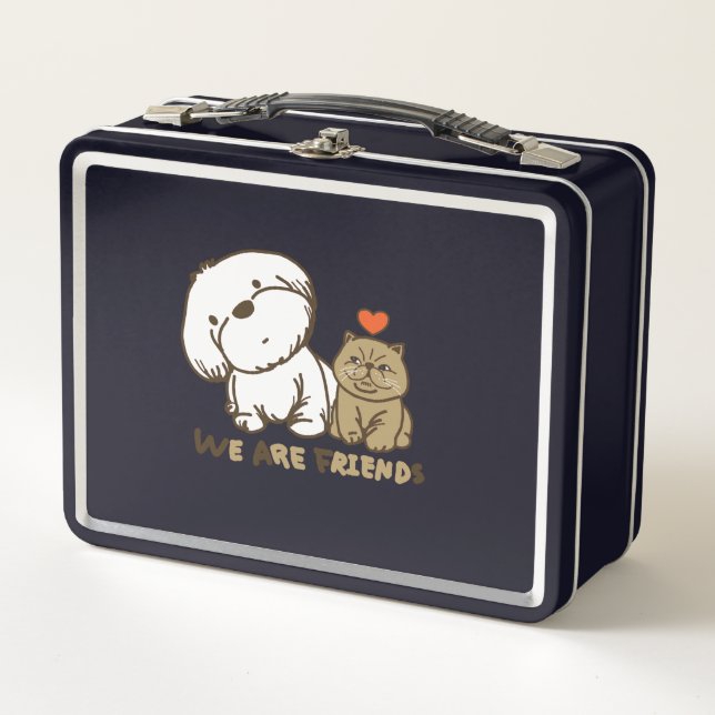 Lhasa Apso und Kitty Metall Brotdose (Vorderseite)