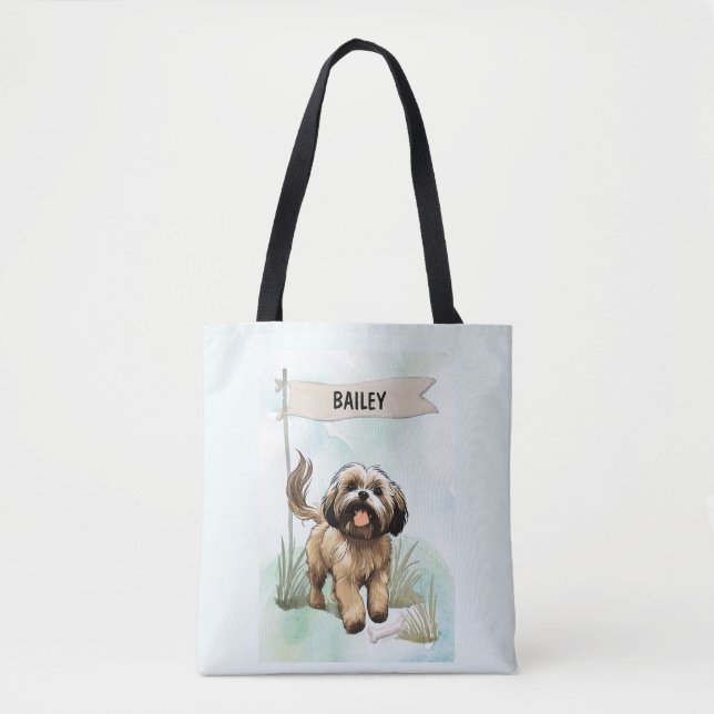 Lhasa Apso Wasserfarbe Personalisierter Hund (Vorderseite)