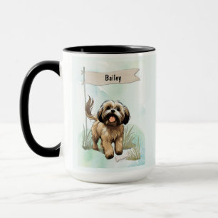 Lhasa Apso Wasserfarbe Personalisierter Hund Tasse