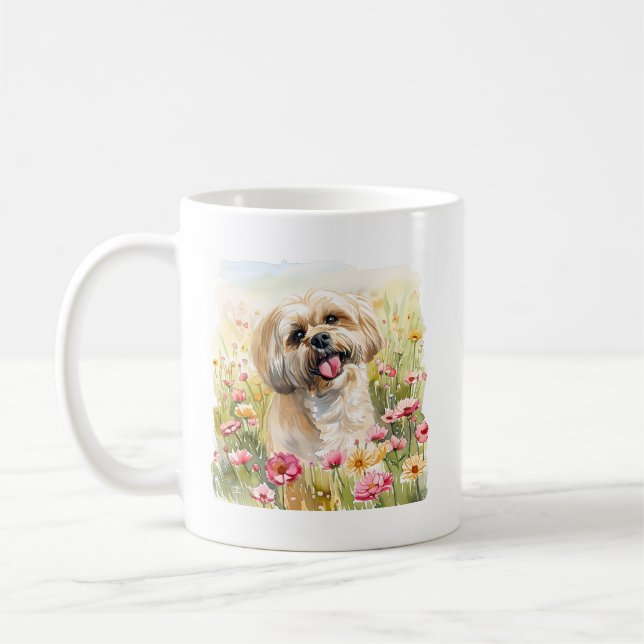Lhasa Apso Wasserfarben-Tasse Kaffeetasse (Links)