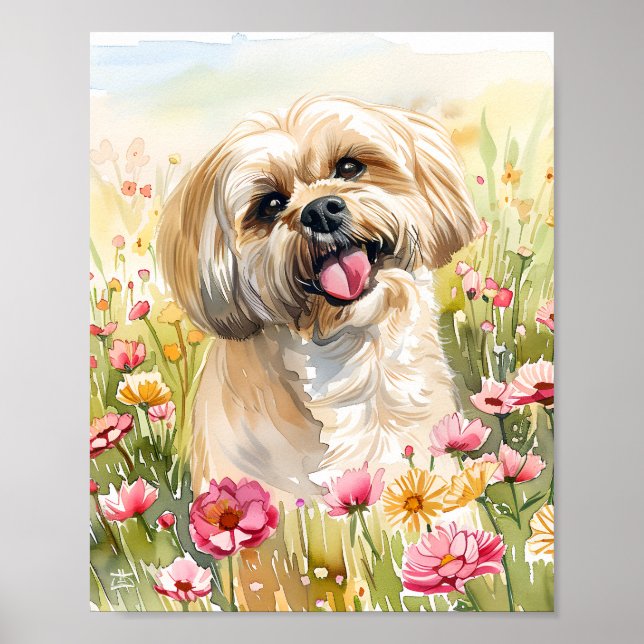 Lhasa Apso Watercolor Doster Wand Print Poster (Vorne)