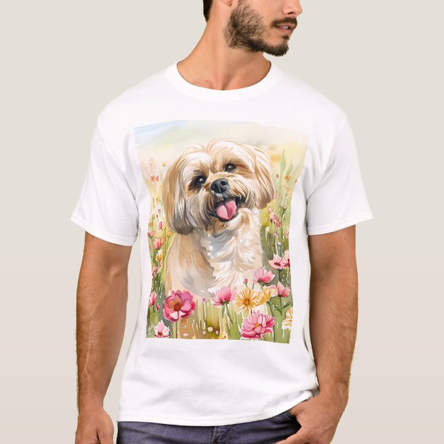 Lhasa Apso Watercolor Men's T-Shirt (Vorderseite)