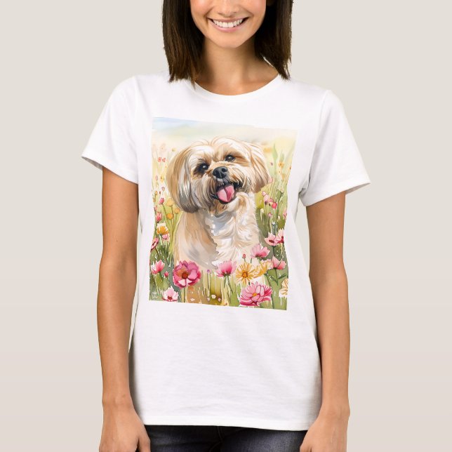 Lhasa Apso Watercolor Women's T-Shirt (Vorderseite)