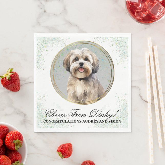 Lhasa Apso Weddine Napkins mit Foto von Hunden Serviette (Beispiel)