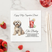 Lhasa Apso Wedding Signature Drink Napkins