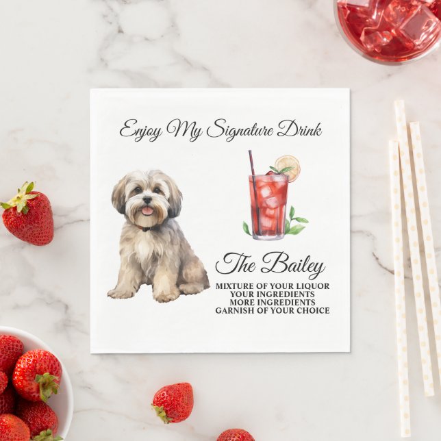 Lhasa Apso Wedding Signature Drink Napkins Serviette (Beispiel)