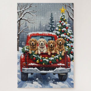 Lhasa Apso Weihnachten Roter LKW Urlaub Puzzle