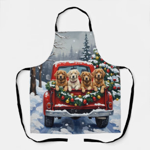 Lhasa Apso Weihnachten Roter LKW Urlaub Schürze
