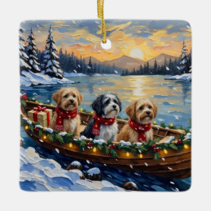 Lhasa Apso Weihnachtsboot Urlaub Keramikornament