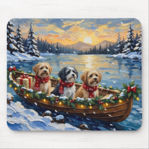 Lhasa Apso Weihnachtsboot Urlaub Mousepad