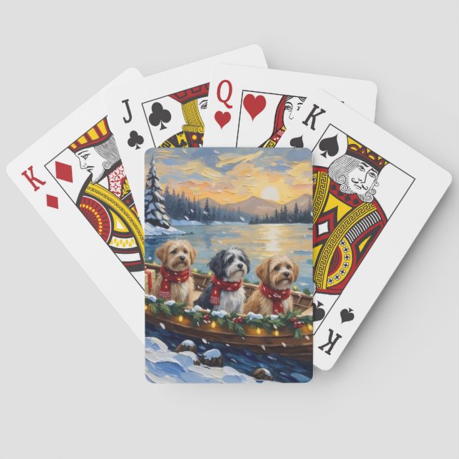 Lhasa Apso Weihnachtsboot Urlaub Spielkarten (Rückseite)