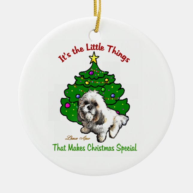 Lhasa Apso Weihnachtsdekoration Keramikornament (Vorne)