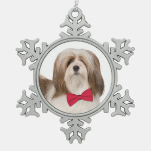 Lhasa Apso Weihnachtsdekoration Schneeflocken Zinn-Ornament