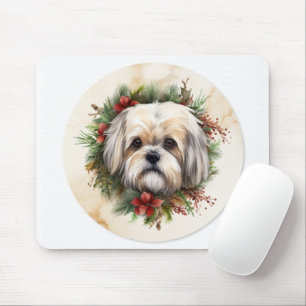 Lhasa Apso Weihnachtsfeier Festliche Jungfrau Mousepad