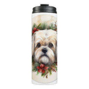 Lhasa Apso Weihnachtsfeier Festliche Jungfrau Thermosbecher