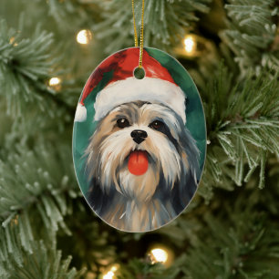 Lhasa Apso Weihnachtsmalerei Keramik Ornament