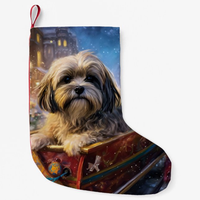 Lhasa Apso Weihnachtssaison Kleiner Weihnachtsstrumpf (Vorderseite)