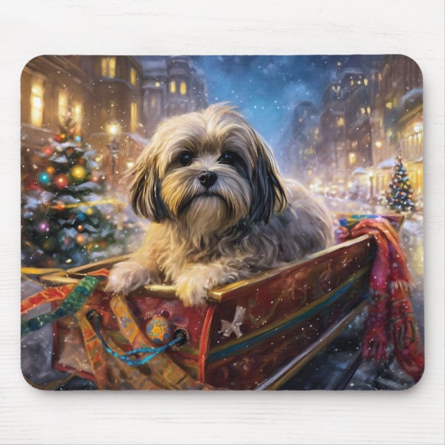 Lhasa Apso Weihnachtssaison Mousepad (Vorne)