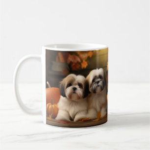 Lhasa Apso Welpe Herbstfreude Kürbis Kaffeetasse