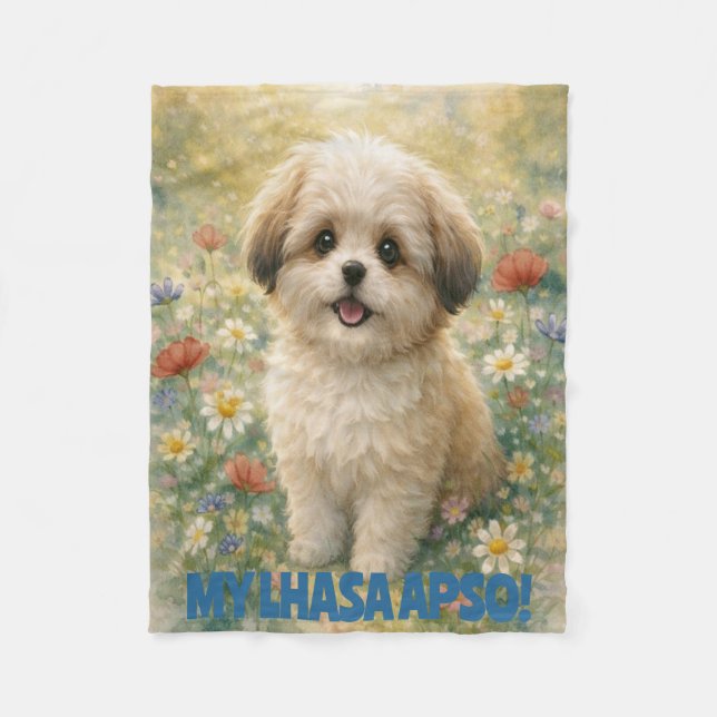 Lhasa Apso Welpen-Fleece-Decke Fleecedecke (Vorderseite)