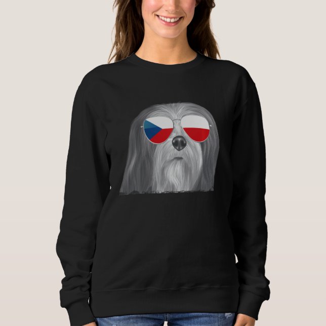 Lhasa Apsos Dog Czech Flag Sonnenbrille Sweatshirt (Vorderseite)