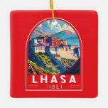 Lhasa Tibet Reisen Art Vintag Keramikornament<br><div class="desc">Lhasa Retro Vektor-Reise-Design. Lhasa,  die Hauptstadt der Autonomen Region Tibet,  liegt am nördlichen Ufer des Lhasa-Flusses in einem Tal des Himalaya.</div>