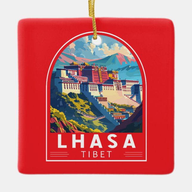 Lhasa Tibet Reisen Art Vintag Keramikornament (Vorderseite)