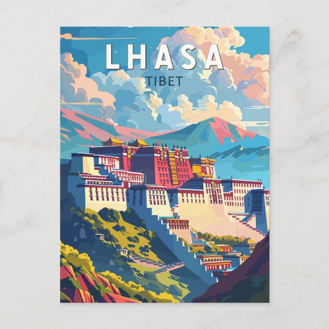 Lhasa Tibet Reisen Art Vintag Postkarte (Vorderseite)