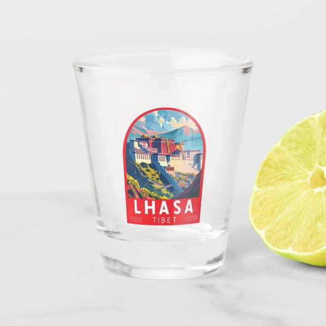 Lhasa Tibet Reisen Art Vintag Schnapsglas (Vorderseite)