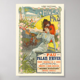 L'Hiver à Pau France Vintage Poster 1900