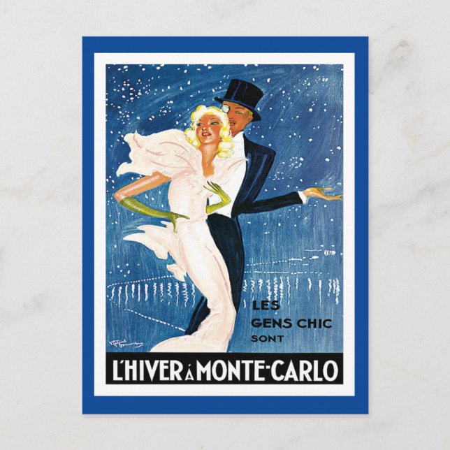L'Hiver Monte Carlo Monaco Postkarte (Vorderseite)