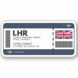 LHR London Boarding Pass - London Ticket Aufkleber