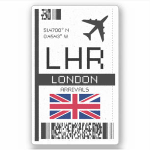 LHR London, England Airport Boarding Pass Aufkleber