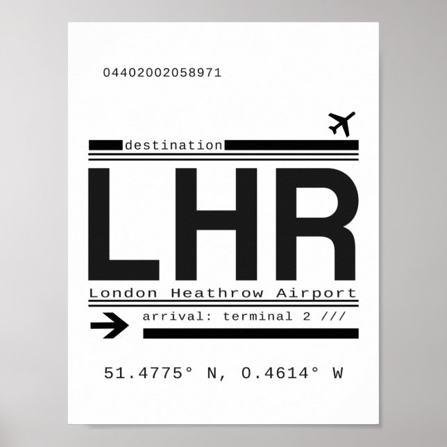 LHR London Heathrow Airport Call Letters Poster (Vorne)
