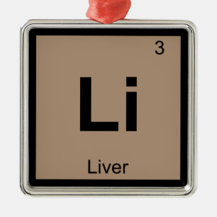 Li - Leber Chemie Periodensystemsymbol Silbernes Ornament