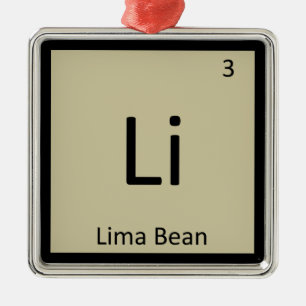 Li - Lima Bohnen Chemie Periodensystem Symbol Silbernes Ornament